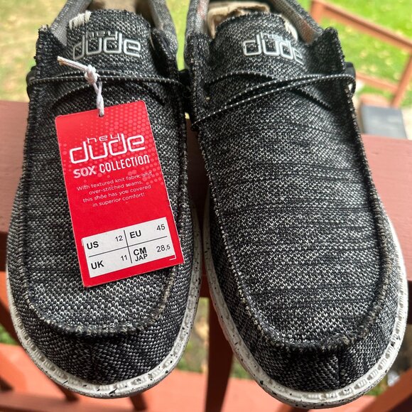 HEY DUDE WALLY SOX WHITE BLACK 12 - Picture 1 of 4